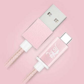 Usb A To Usb C Braided Cable / Lead 1 M Pink 170505