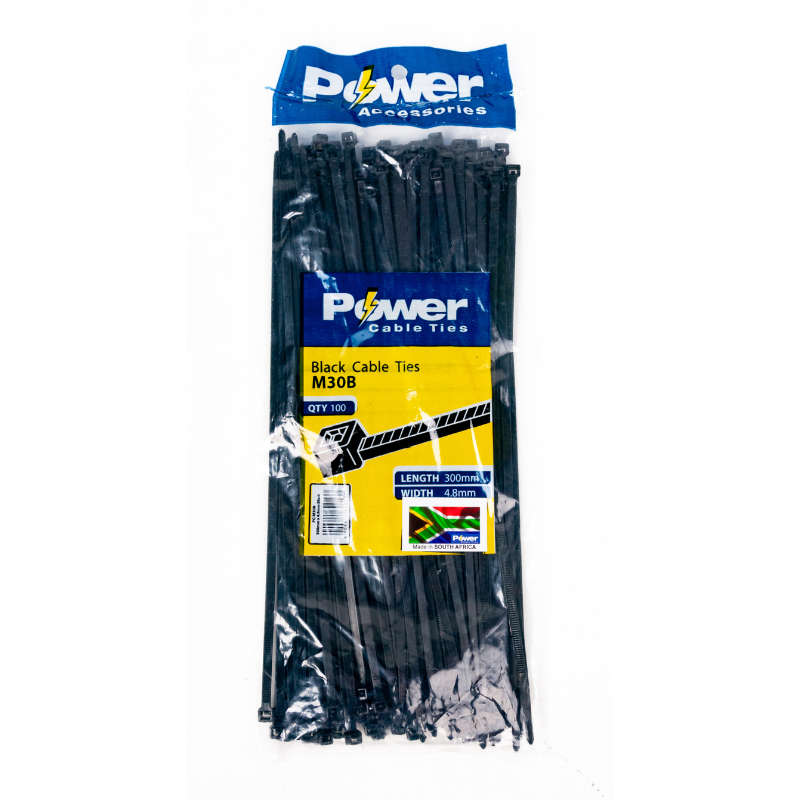 Power Cable Ties 300mm X 4.8mm Pk 100