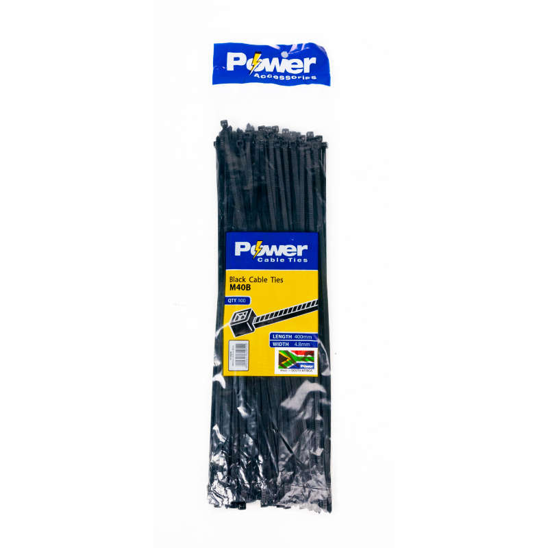 Power Cable Ties 400mm X 4.8mm Pk 100