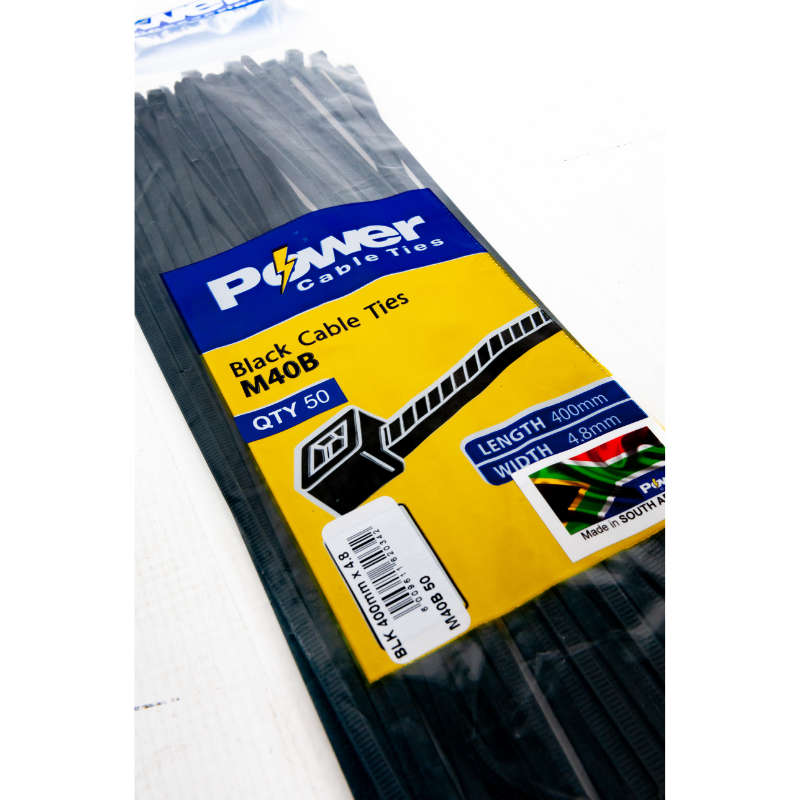 Power Cable Ties 400mm X 4.8mm Pk 50