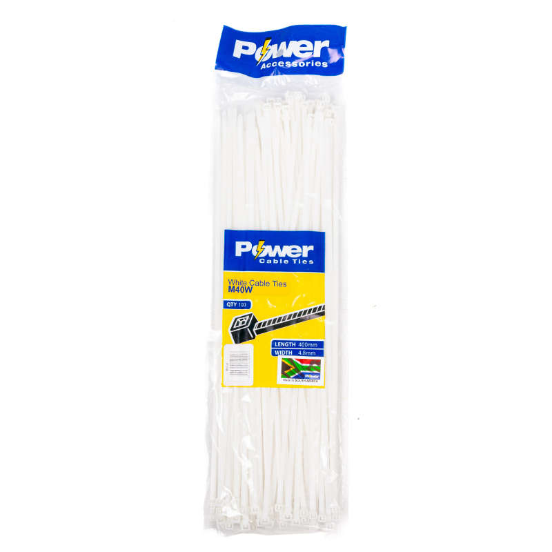 Power Cable Ties 400mm X 4.8mm Pk 100