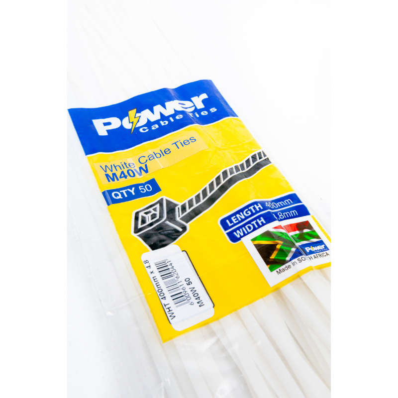 Power Cable Ties 400mm X 4.8mm Pk 50