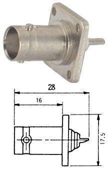 Bnc Socket Panel Mount Solder Sq 4 Hole M5543 T