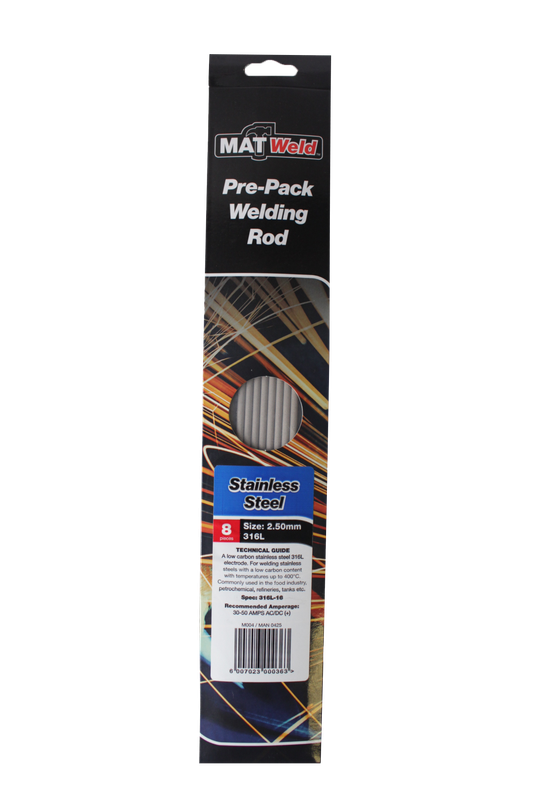 Matweld P/P Rods S/Steel 2.5 Mm P/8