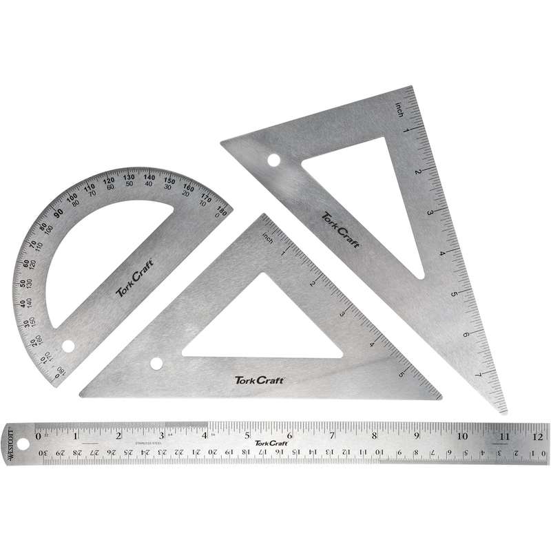 Protractor Ruler & 2 X Traingle Set 4 Pc