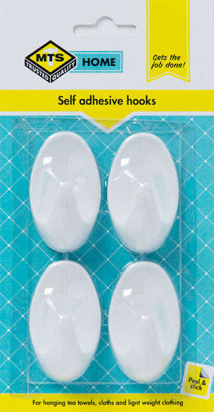 Mts Home Oval Hook Pvc White Large P/4