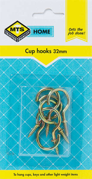 Mts Home Cup Hooks Brass 32 Mm P/6