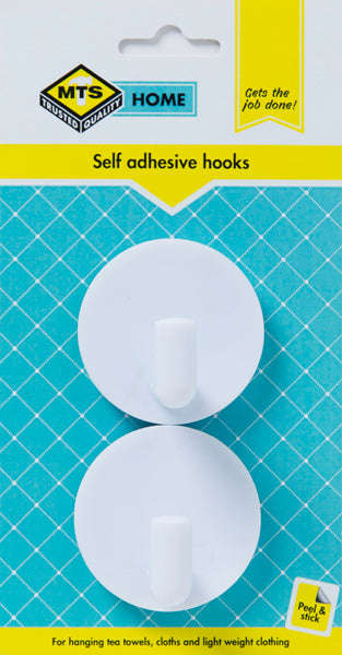 Mts Home Robe Hook Pvc White P/2