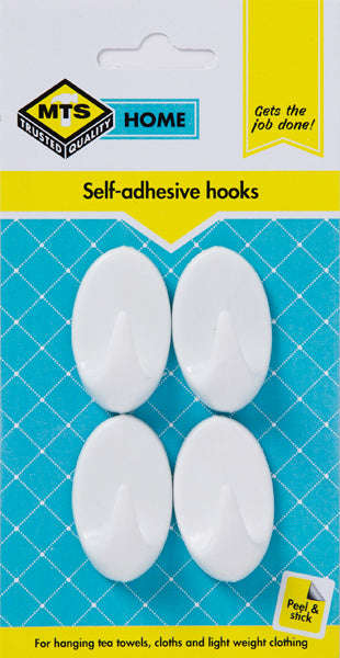 Mts Home Oval Hook Pvc White Small P/4