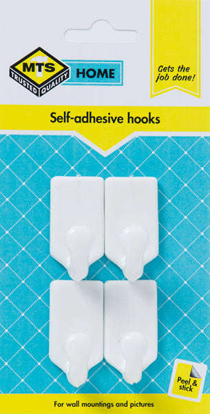 Mts Home Rectangular Hook Pvc White P/4