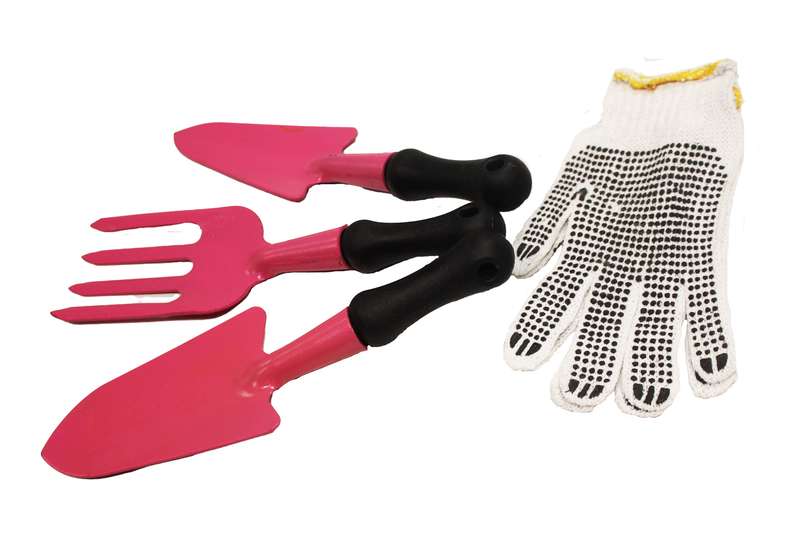 Mts Garden Hand Tool Set P/3+Glove Pink