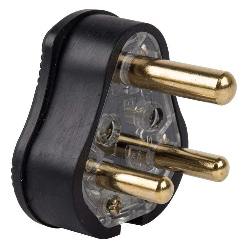 Nexus Plugtop Solid 3 Pin 16 A Black Rubber Compound