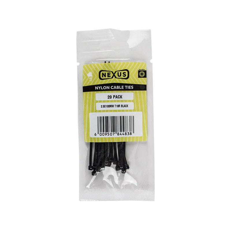 Nexus Cable Ties T18 R 2.5 Mmx100 Mm White 20 Pack