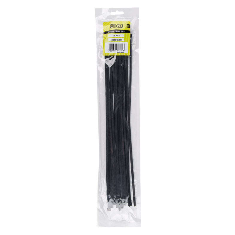Nexus Cable Ties T50 L 4.8 Mmx400 Mm Black 20 Pack