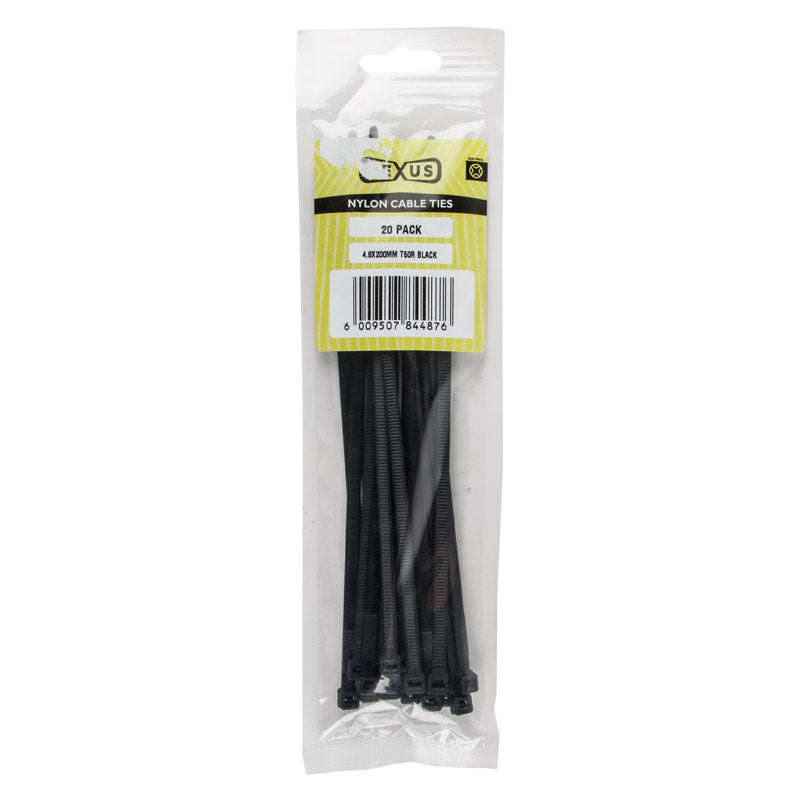 Nexus Cable Ties T120 R 7.6 Mmx400 Mm Black 20 Pack