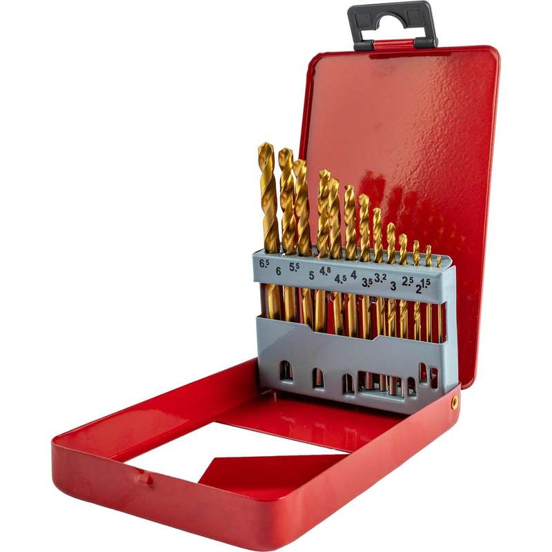 Drill Bit Set 13 Pce Tin. Coated Metal Case