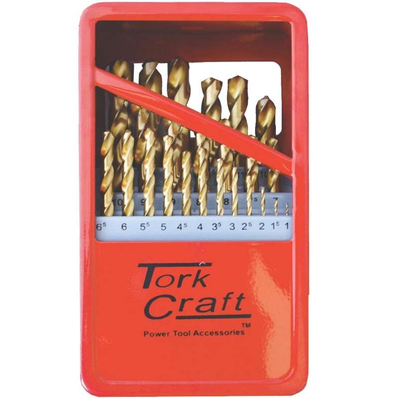 Drill Bit Set 25 Pce Tin. Coated Metal Case