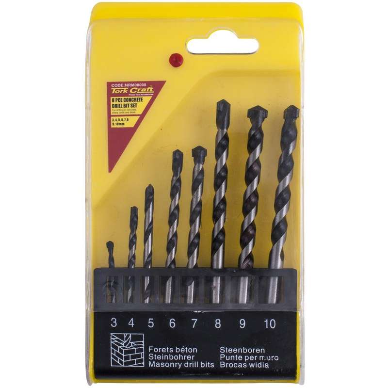 Masonry Drill Bit Set 8 Pc 3 4 5 6 7 8 9 10 Mm