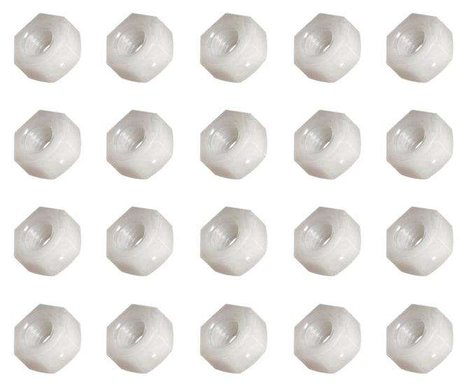White Nylon M3 Nut 3x2.5x5.6mm 1 K/Bag 210203