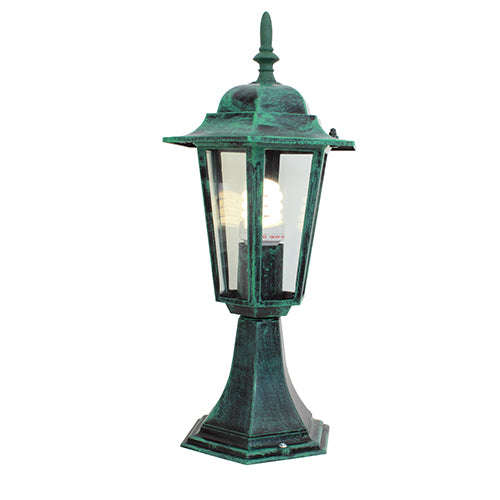 ***Lantern 6 Panel Pedestal Verde Green