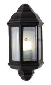 Lantern 3 Panel Half Wall Black E27 1x60w
