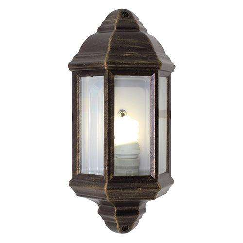 Lantern 3 Panel Half Wall Black Gold 1x E27