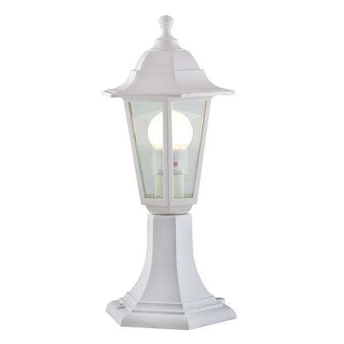 Plastic Lantern 6 Panel Pedestal White