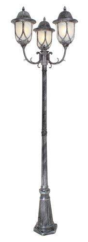 ***Lantern 6 Panel Alab. 3 Lt Pole Black Silver