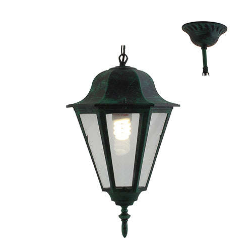 ***Lantern 6 Panel Pendant Verde Green