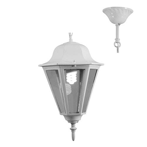 ***Lantern 6 Panel Pendant White