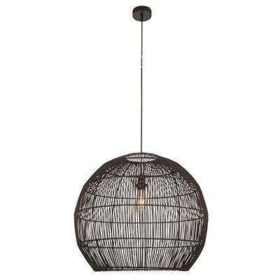 Erna 600 Blk Pendant Black Woven Rattan E27 1x60w