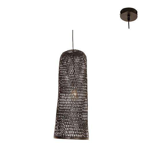 Jellis 250 Blk Pendant Black Woven Bamboo E27 1x60w