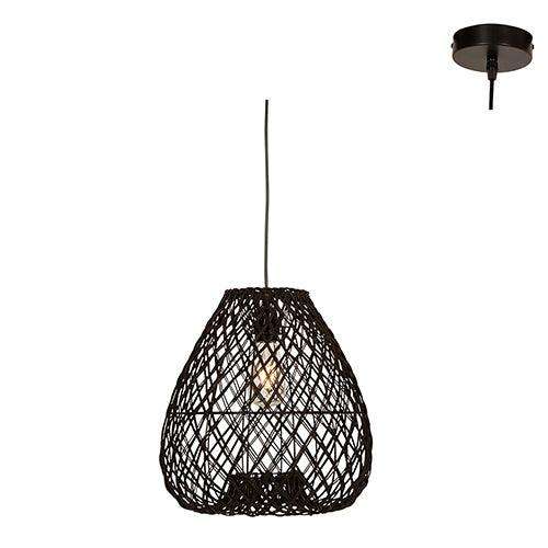 Albert Blk Pendant Black Woven Rattan E27 1x60w