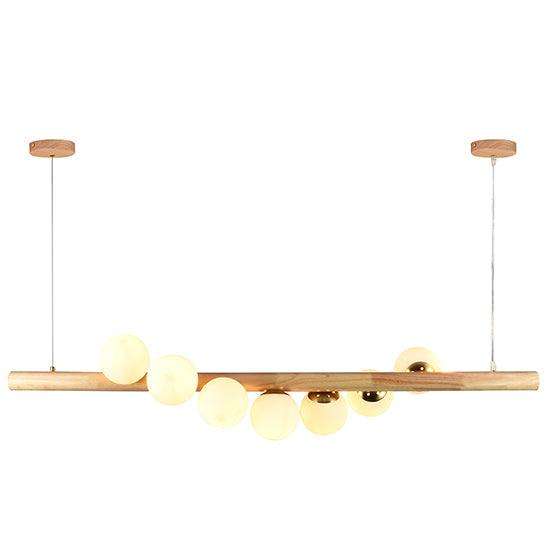 Astral Beam Pendant Wood & White E27 7x40w