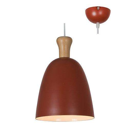 ***Pendant 220mm Red/Natural Wood