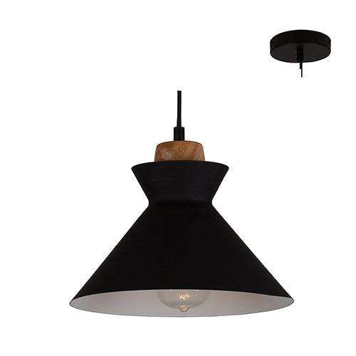 Charlotte Pendant 255mm Black/Wood