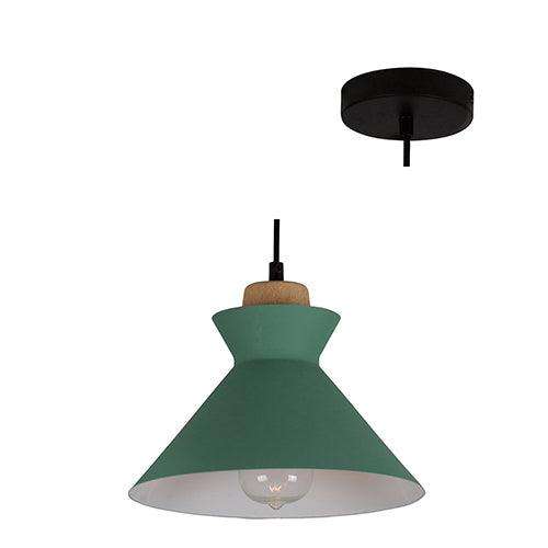 Charlotte Pendant 255mm Green/Wood