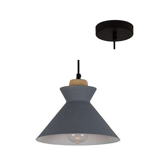 Charlotte Pendant 255mm Grey & Wood
