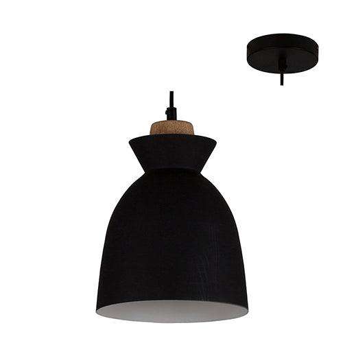 Charlotte Pendant 190mm Black/Wood