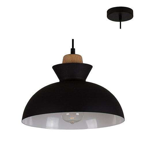 Charlotte Pendant 280mm Black/Wood