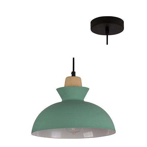 Charlotte Pendant 280mm Green & Wood