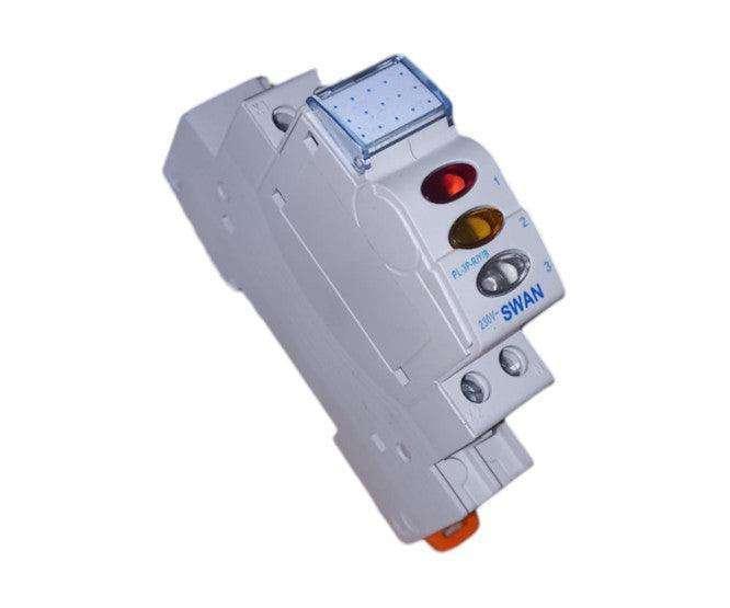 230 Vac 3 Phase Indicator Red/Yel/Blue 18mm Din Mnt Pl 3 P R Y B 230 V
