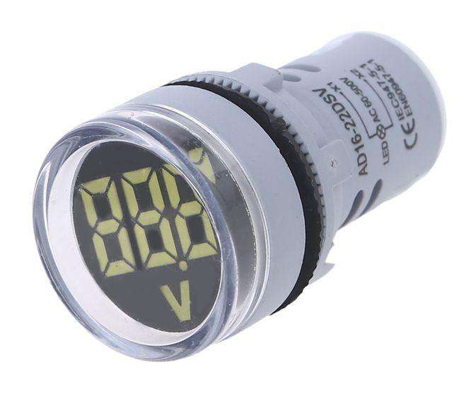 Voltmeter Indicator 500 Vac 3 Dig White 22mm P/M Pl Nd22 500 V W