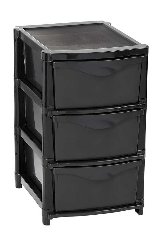 Drawer Unit 3 Drawer Black Unassem Xxx