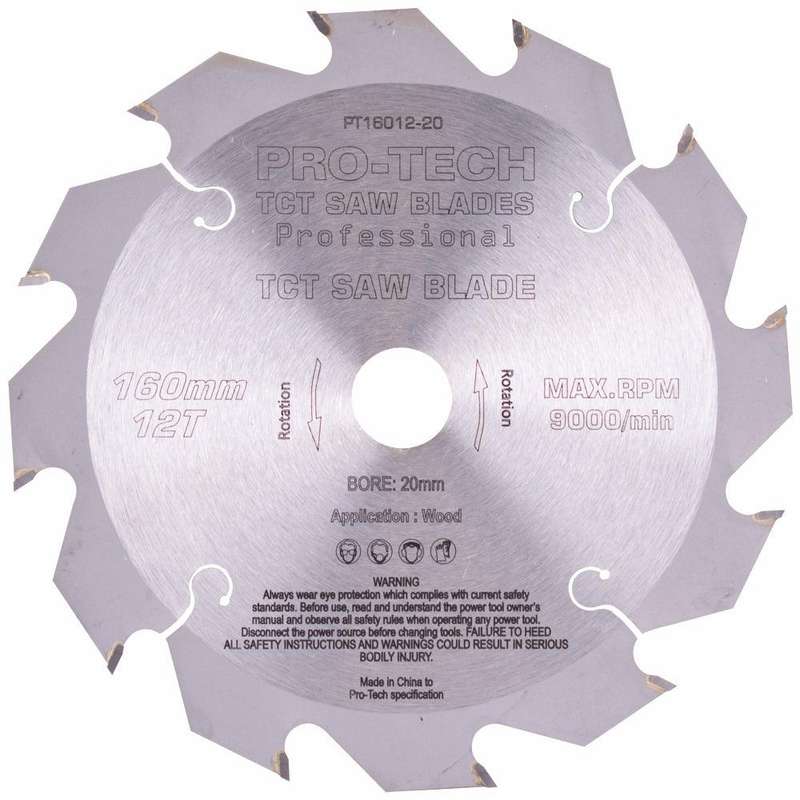 Saw Blade Tct 160 X2.2 X20 X12 T Wood Prof. Pro Tech Fes. Ts55 Pw12