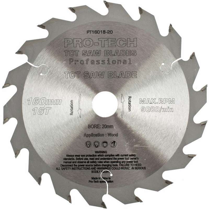 Saw Blade Tct 160 X2.2 X20 X18 T Wood Prof. Pro Tech Fes. Ts55 Pw1