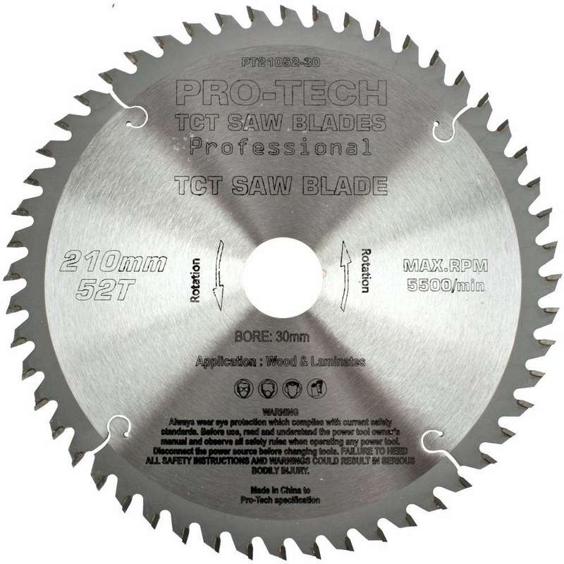 Saw Blade Tct 210 X2.4 X30 X52 T Wood Prof. Pro Tech Fes. Ts75
