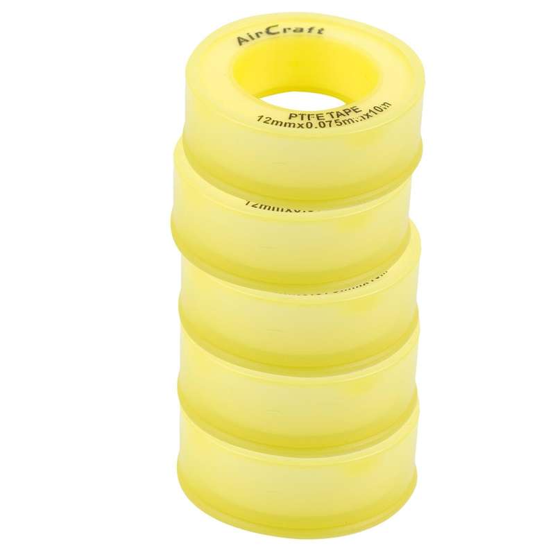 Ptfe Tape 12 Mmx0.075 Mmx10 M X 5 Rolls Pack
