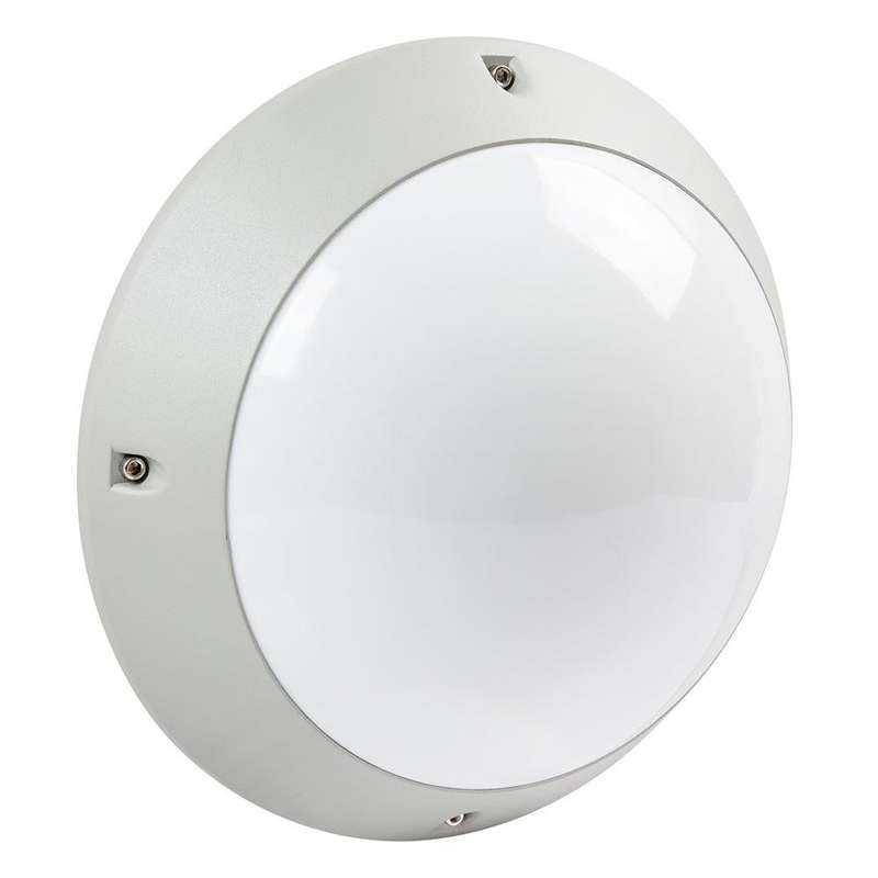 Round Plain Bulkhead Silver Grey 2x E27