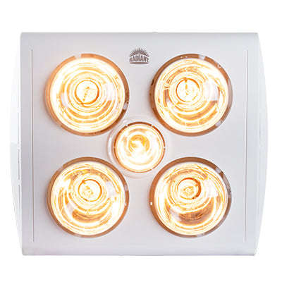 5 Lt Ceiling Light/Heater/Extractor Fan White
